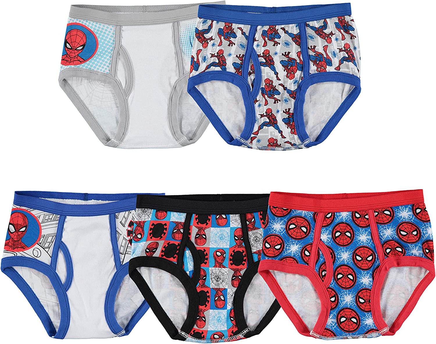 Spiderman Boys' 5 8-pk 100% Cotton Briefs in Sizes 4, 6, and 10