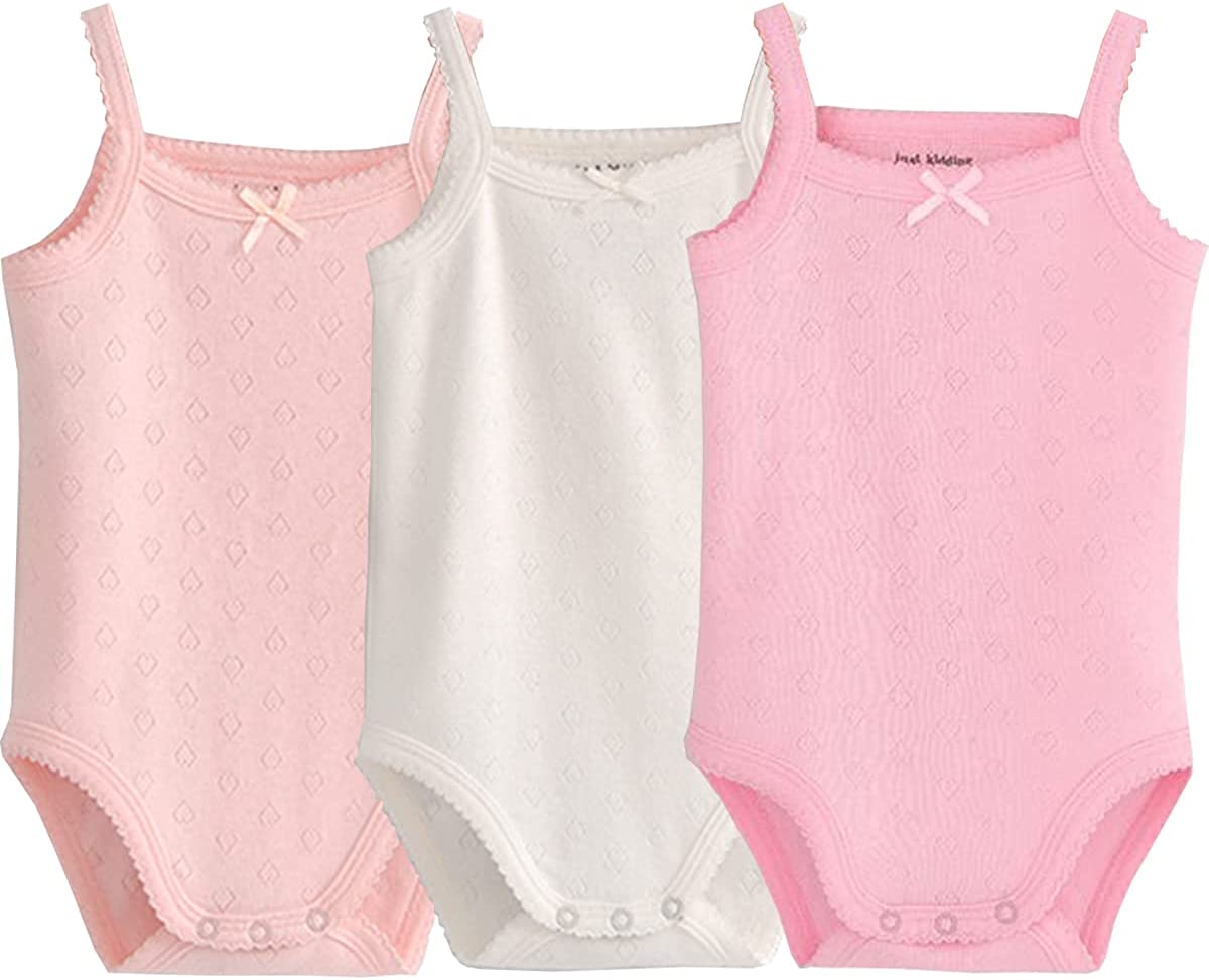 Baby Girls Spaghetti Strap Bodysuit Sleeveless Baby Tank Top Cotton Baby One-Pieces Pack of Summer Baby Clothes Outfit