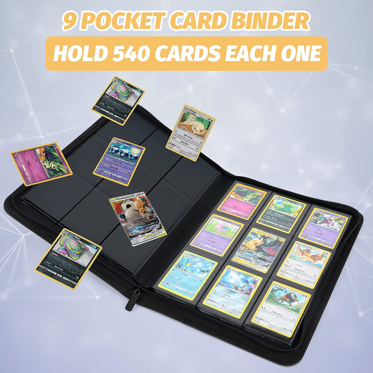 Foalgo Trading Card Binder, Card Collection Binder Album Folder with 540 Side Loading Pockets, 9 Pocket Trading Card Album Folder for TGC,MTG, Baseball Cards, Yugioh ( Blue )