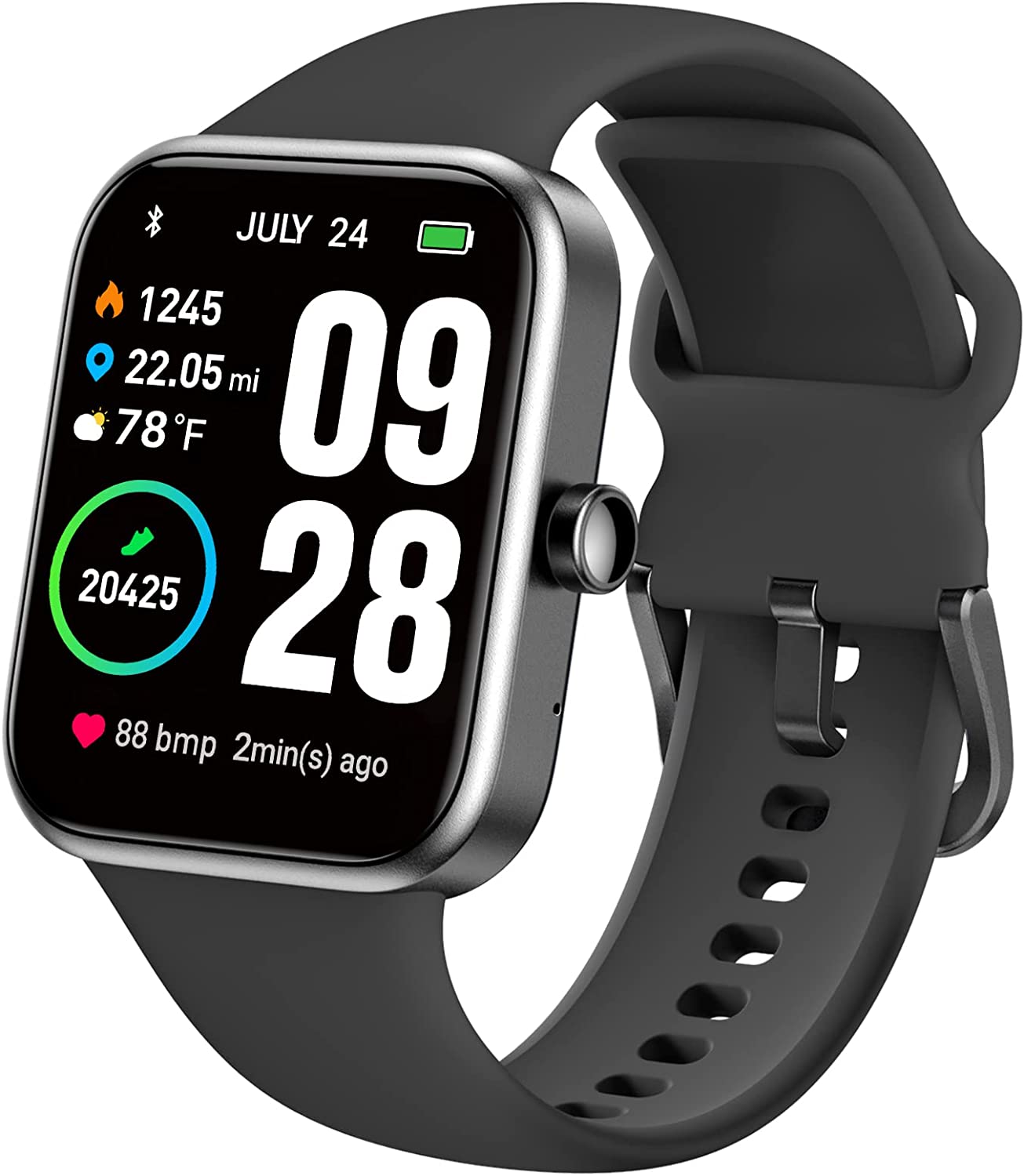 TOZO S2 44mm Smart Watch Alexa Built-in Fitness Tracker with Heart Rate and Blood Oxygen Monitor，Sleep Monitor 5ATM Waterproof HD Touchscreen for Men Women Compatible with iPhone&amp;Android Black