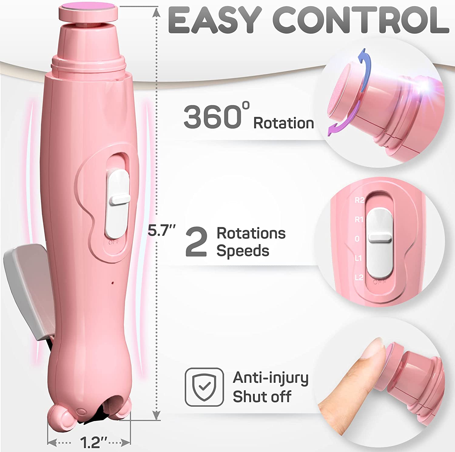 Rechargeable Baby Nail Clippers - Baby Nail Trimmer Electric w/Led Light for Newborn, Infant, Toddler, Kids - Baby Manicure Fingernail Care Set w/Scissors - Baby Essentials Must Haves Grinder Cutter