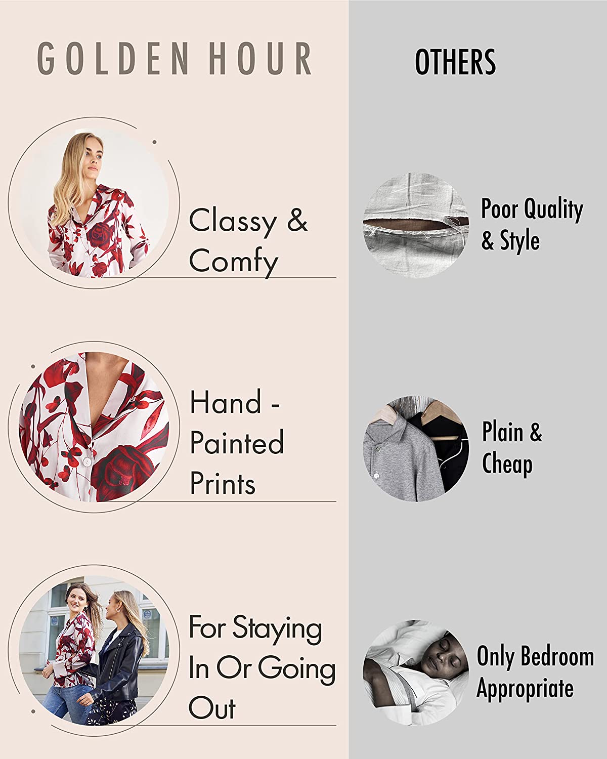 GOLDEN HOUR Womens Silk Satin Pajamas Set 2 Pcs Floral Silky Pj Sets Long Sleeve Button Loungewear and Eye Mask