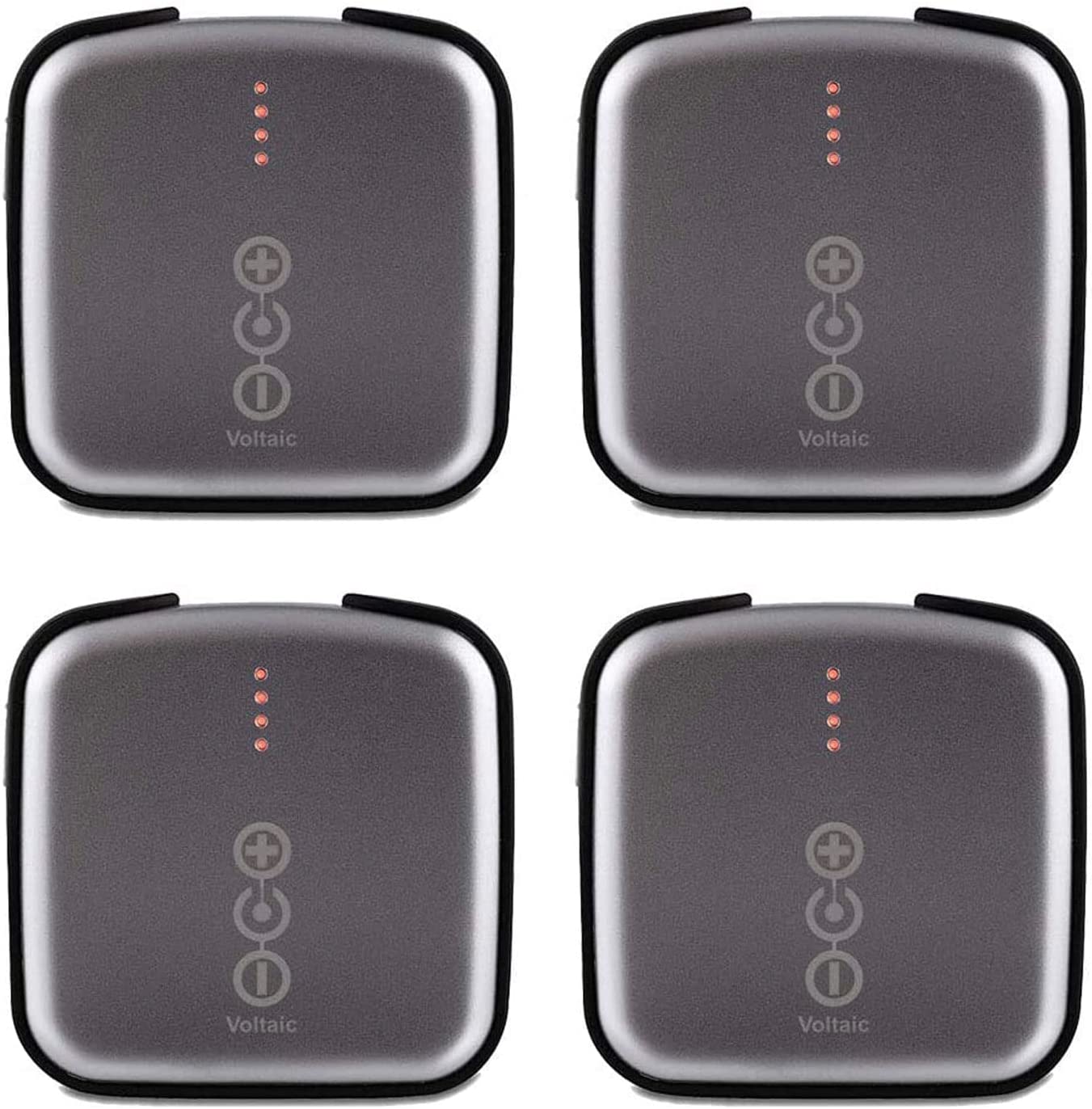 Voltaic Systems V25 6,400mAh USB Always On Battery Backup Power Bank (4 Pack) + USB Touch Light | for iPhone, iPad, Samsung Galaxy, Android, and HTC Devices (Gray)