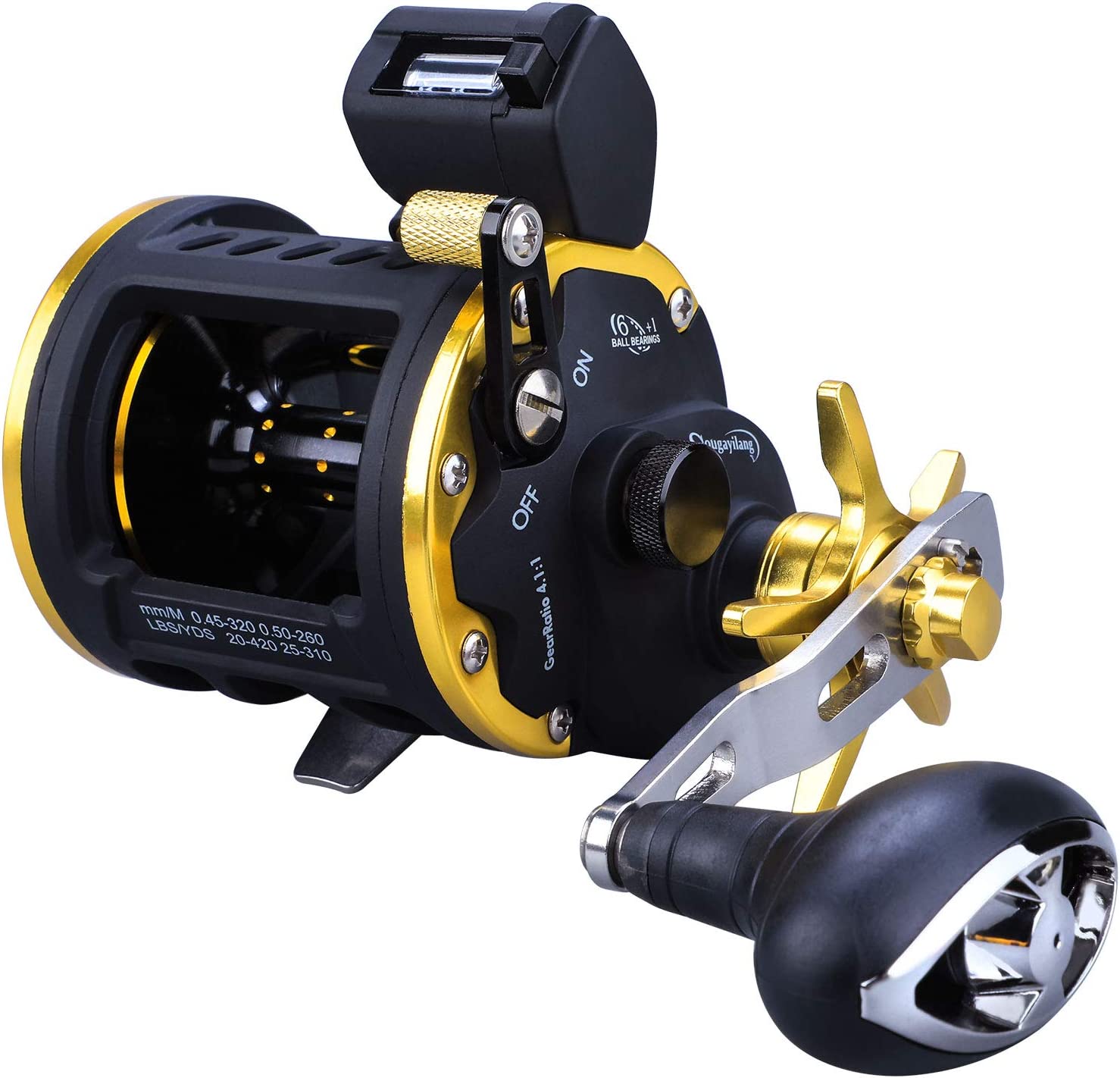 Sougayilang Line Counter Fishing Reel Conventional Level Wind Trolling Reel