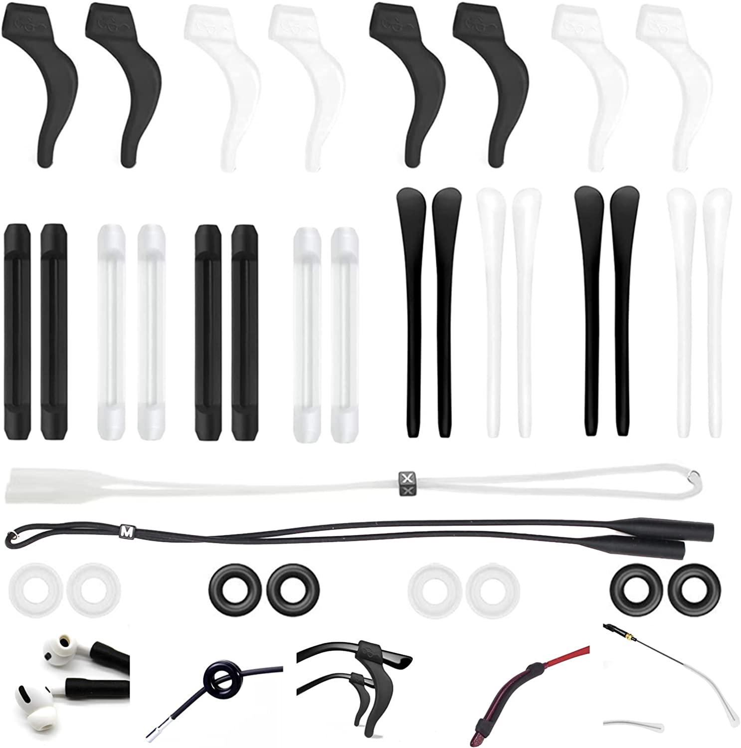 mingbuy Glasses Strap Glasses ear grips Silicone Anti-slip Holder, Ear Hook, Eyeglass Temple Tips Glasses Holder