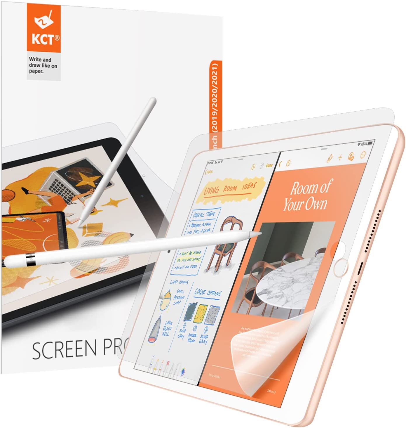 KCT [2 PACK] Paperfeel Screen Protector Compatible with iPad 9/8/7(10.2-Inch, 2021&2020&2019 Model, 9th 8th 7th generation),iPad 10.2 Matte PET Paperfeel Film No Glare Scratch Resistant Paperfeel Prot