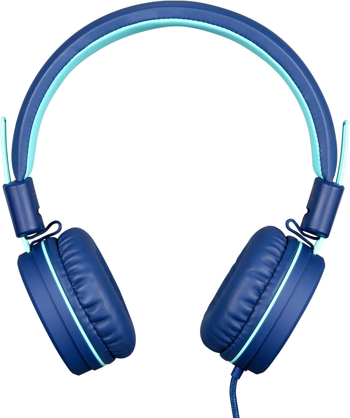 Kids Headphones - noot products K11 Foldable Stereo Tangle-Free 3.5mm Jack Wired Cord On-Ear Headset for Children/Teens/Boys/Girls/Smartphones/School/Kindle/Airplane Travel/Plane/Tablet (Navy/Teal)