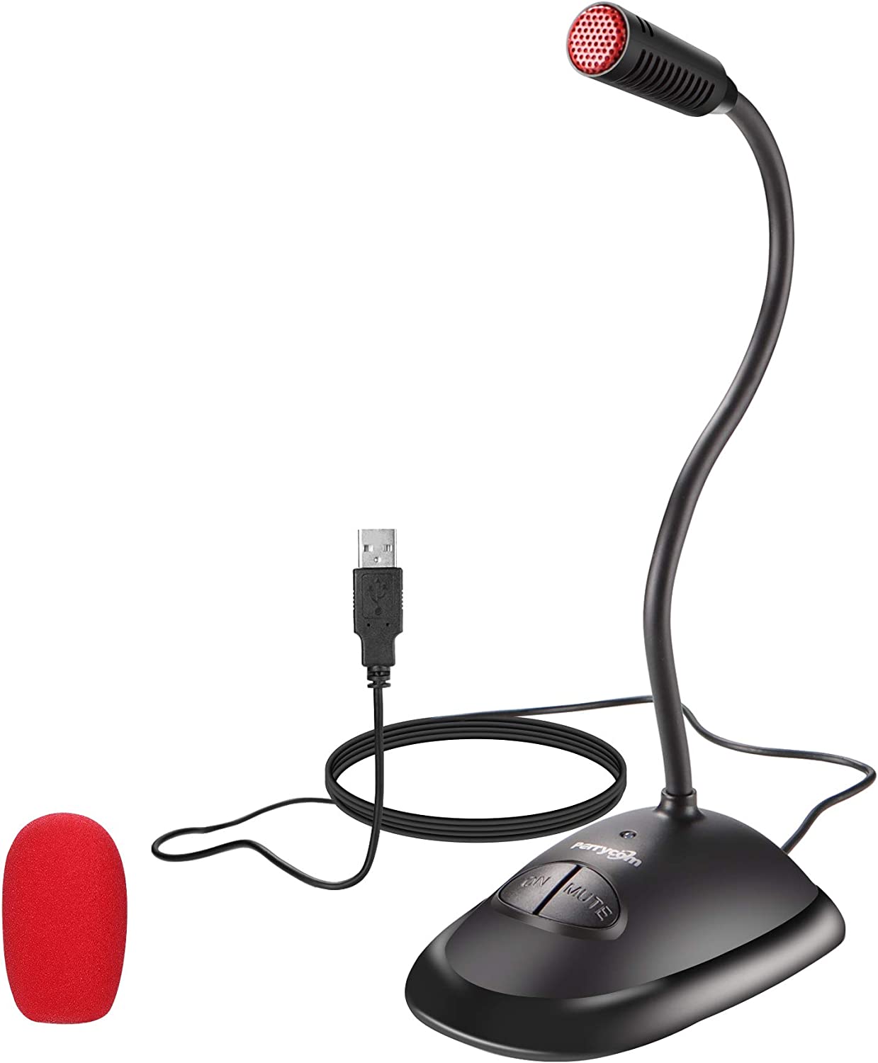 USB Computer Microphone, Plug&Play Cardioid Condenser PC Laptop Mic, On/Off and Mute Buttons with LED Indicator, Compatible with Windows/Mac, Ideal for YouTube,Zoom,Recording,Games (6ft)