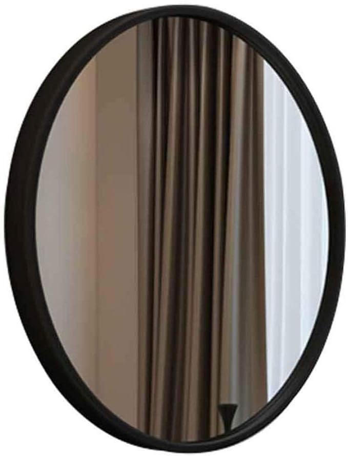 DSHGDJF Large Bathroom Round Mirror, Antique Decorative Mirror in Dining Room and Living Room, Metal Black Round Mirror (Size : 50cm)