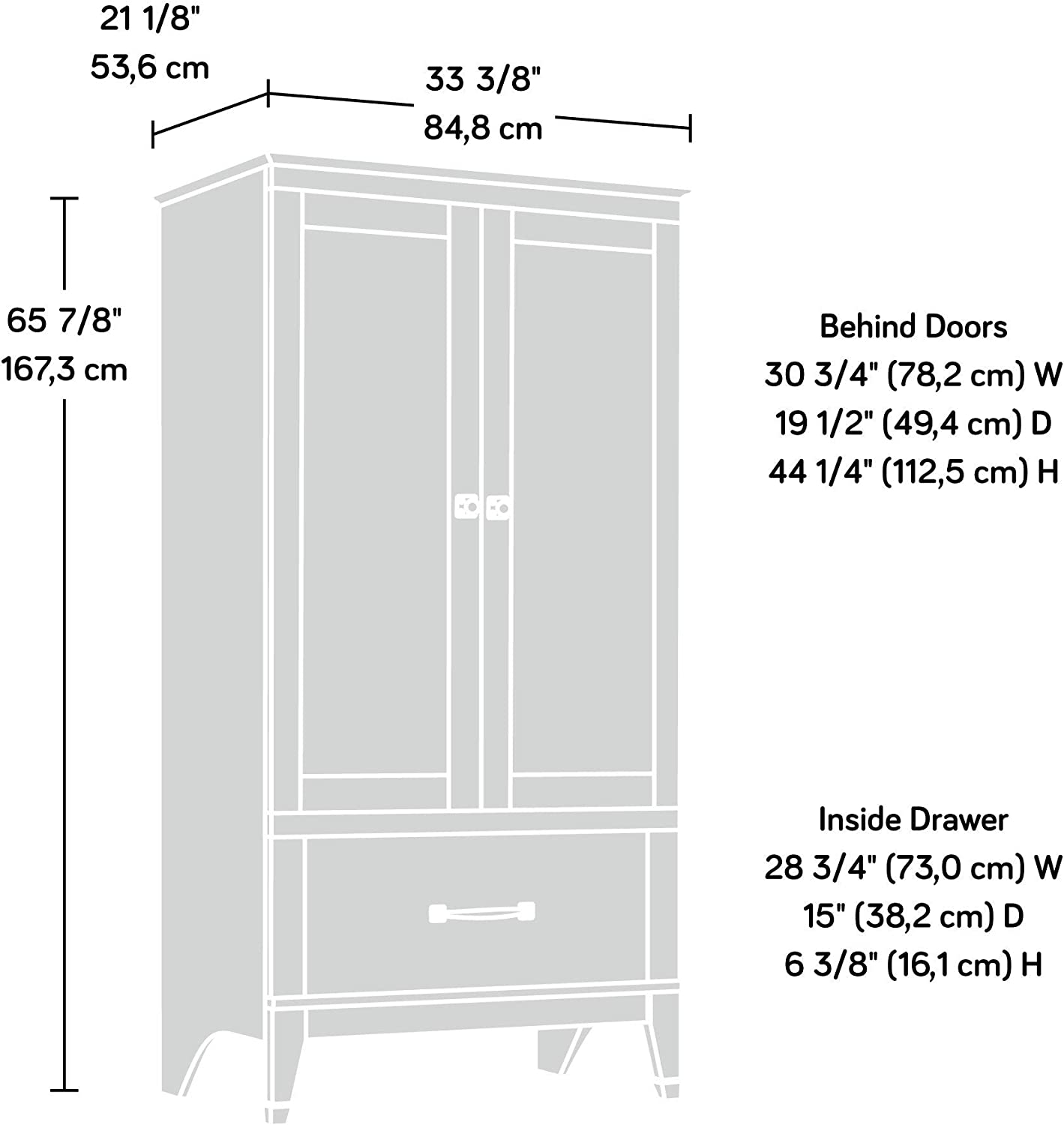 Sauder Carson Forge Armoire， Washington Cherry finish