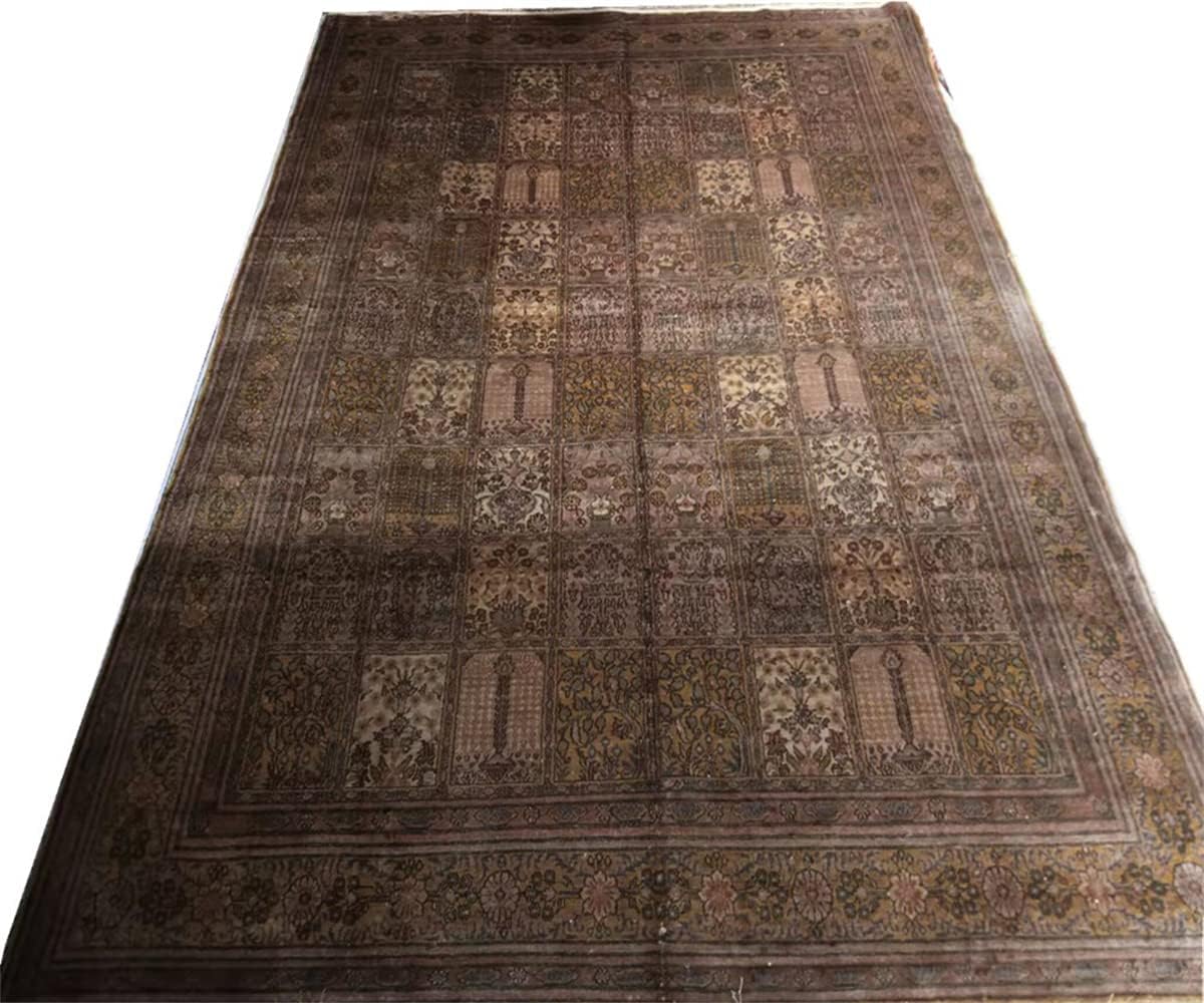 9ftx12ft Antique Handmade Silk Carpet, Enjoy and Collect Art Tapestry Arabic Rug