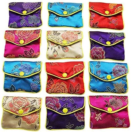MorTime Jewellery Jewelry Silk Purse Pouch Gift Bags, Multiple Colors, Pack of 12 (Small)