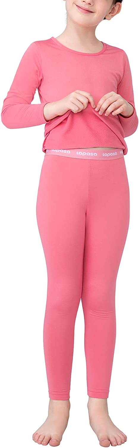 LAPASA Girls Thermal Underwear Set, Kids Long Johns Fleece Lined Winter Base Layer Top & Bottom G03/G15