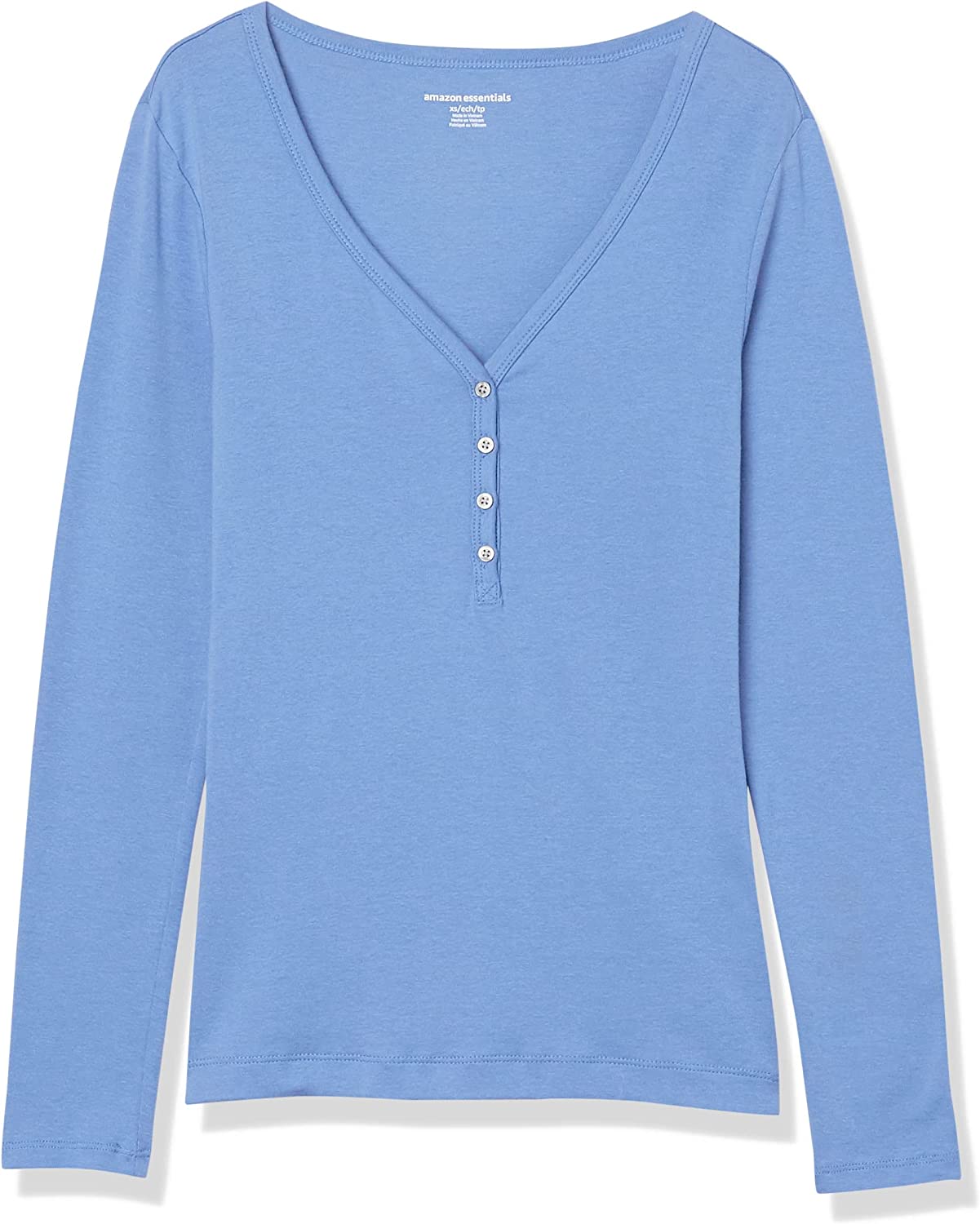 Amazon Essentials Women's Ribbed Knit Long Sleeve Henley Slim Fit T-Shirt