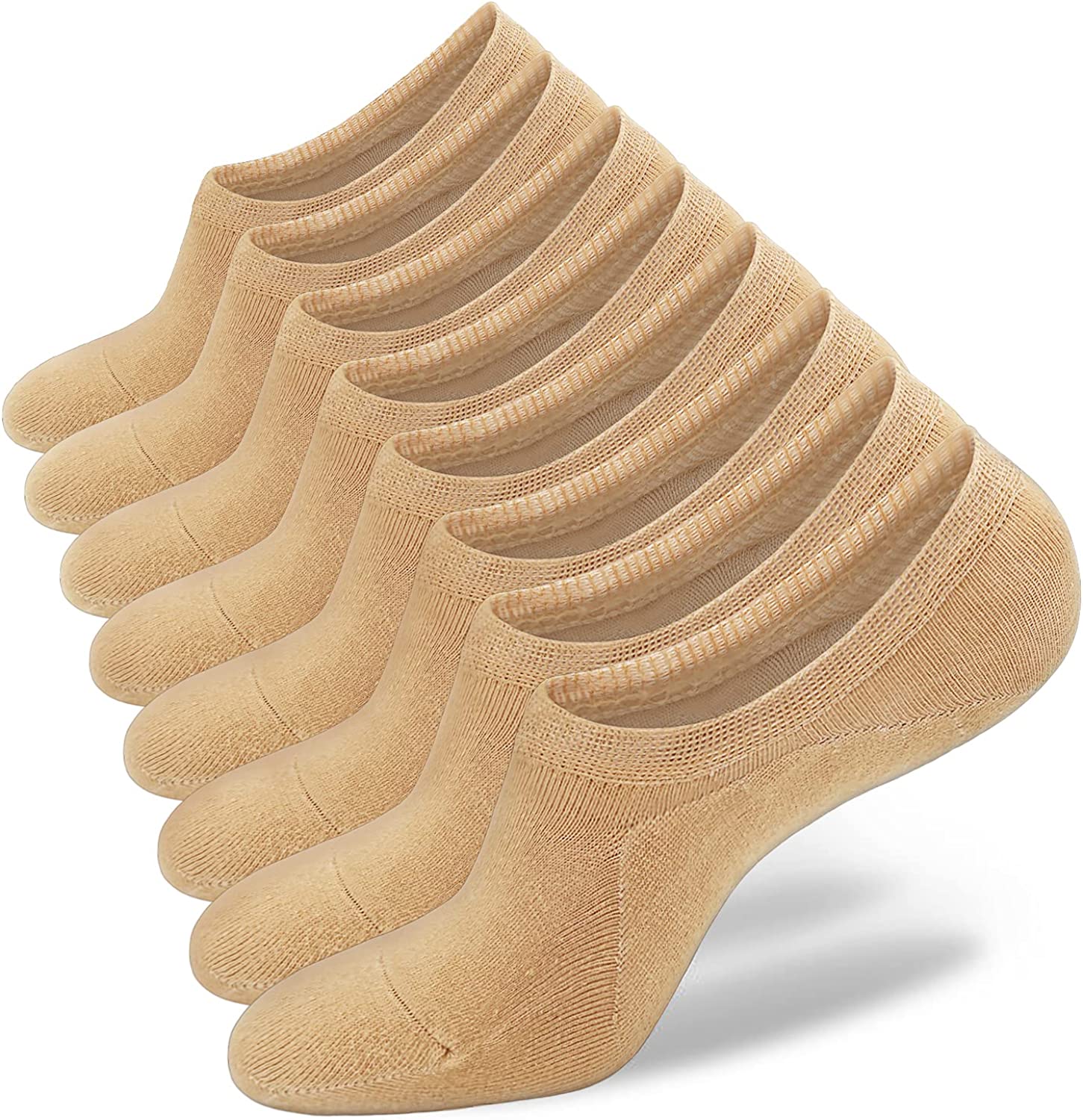 SIXDAYSOX Womens No Show Socks 4-8 Pairs Ondo Low Cut Non-Slip Socks Summer Invisible Cotton Liner Socks