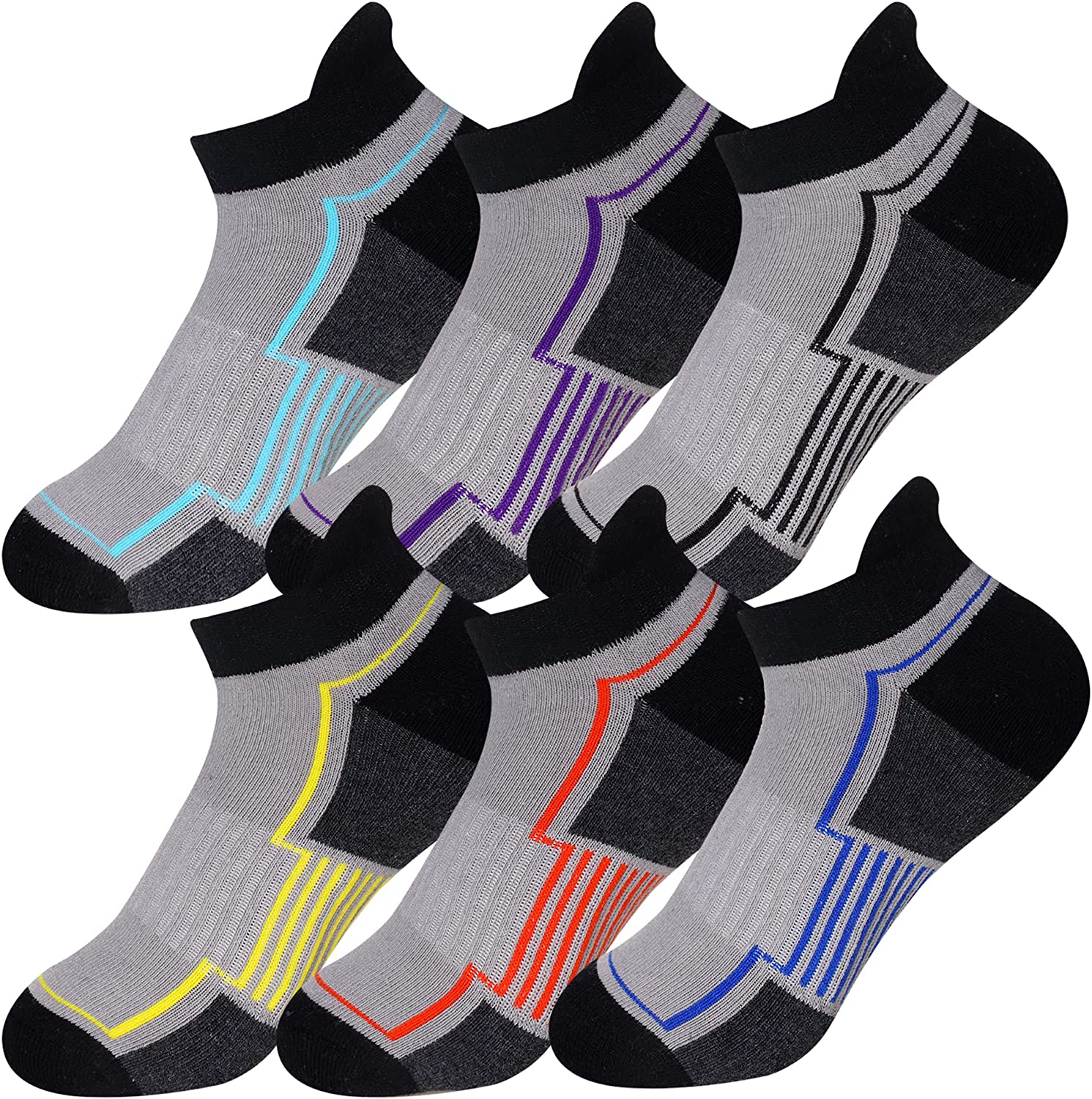 DoSmart Boys Socks 6 Pairs Sport Ankle Athletic Sock Kids Cotton Half Cushioned Low Cut Socks For Little Big Kids