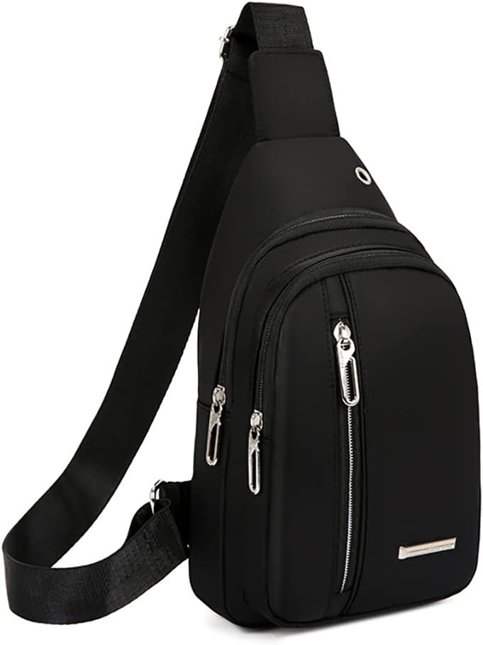 Yerchic Small Sling Bag Crossbody Shoulder Bag for Men Women Lightweight One Strap Backpack Casual Daypack for Daily Travel Outdoor, Black,5811