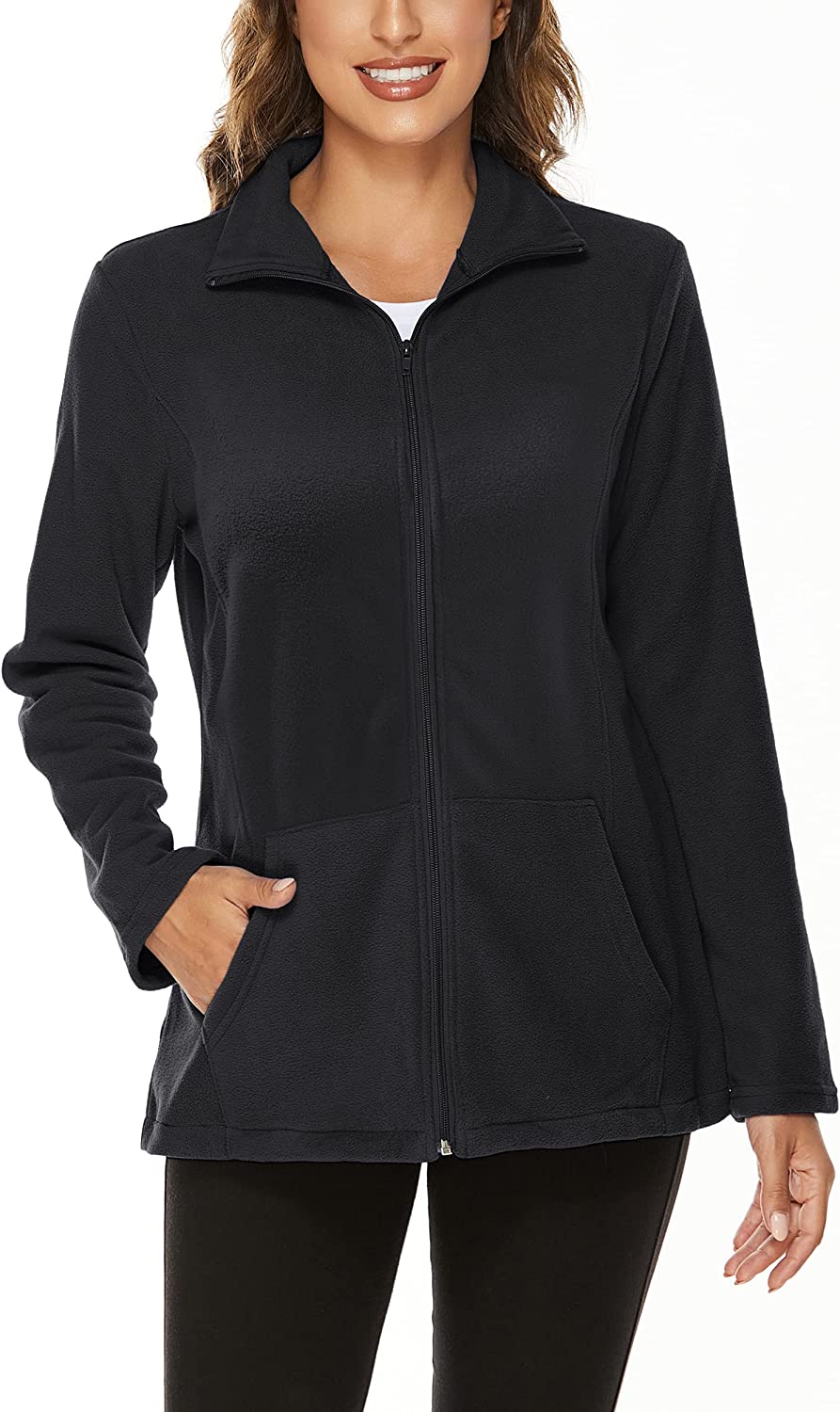 Hibelle Women's Outdoor Full-Zip Thermal Fleece Jacket with Pockets