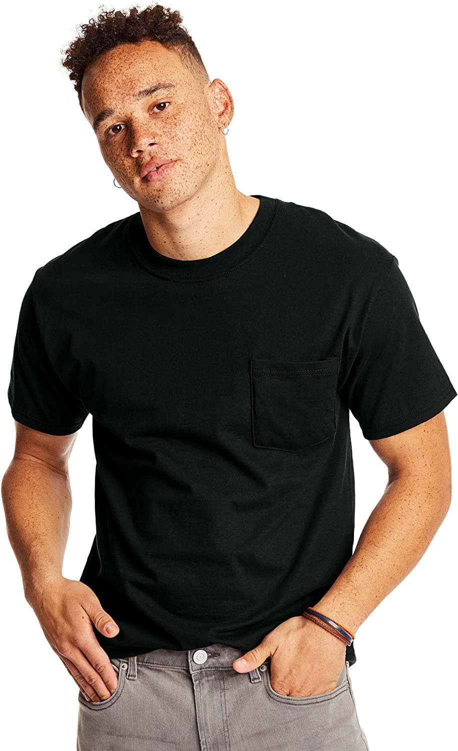 Hanes Men's Short Sleeve Pocket Tee Value Pack (Available in 1 Or 2 Pack)