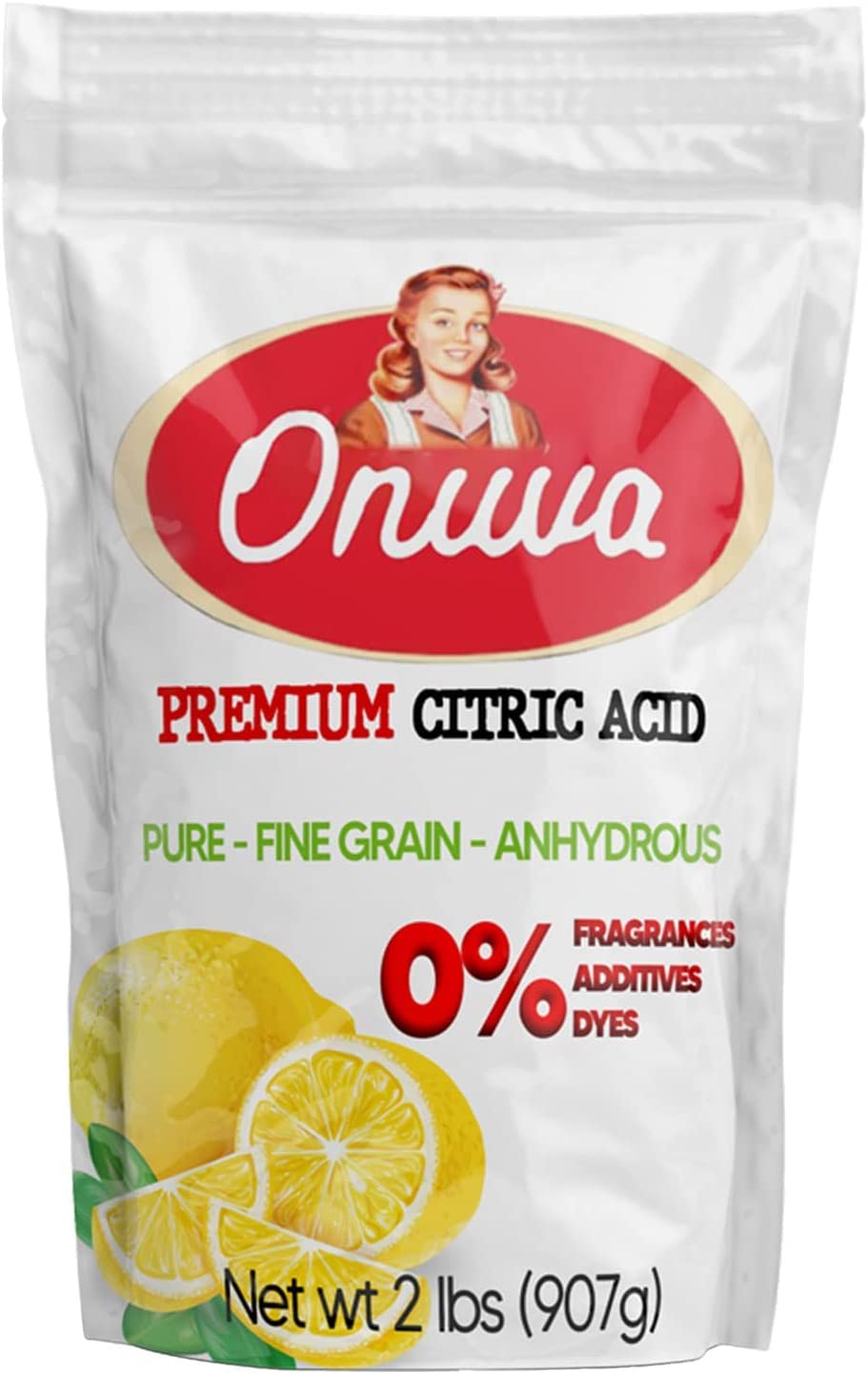 Onuva's Citric Acid 2 Pound,Pure Food Grade,Non-GMO Project Verified,Flavor Enhancer & All-Natural Preservative | Fragrance Free Citric Acid for Bath Bombs,Cooking,Canning,Homemade Cleaning Supplies