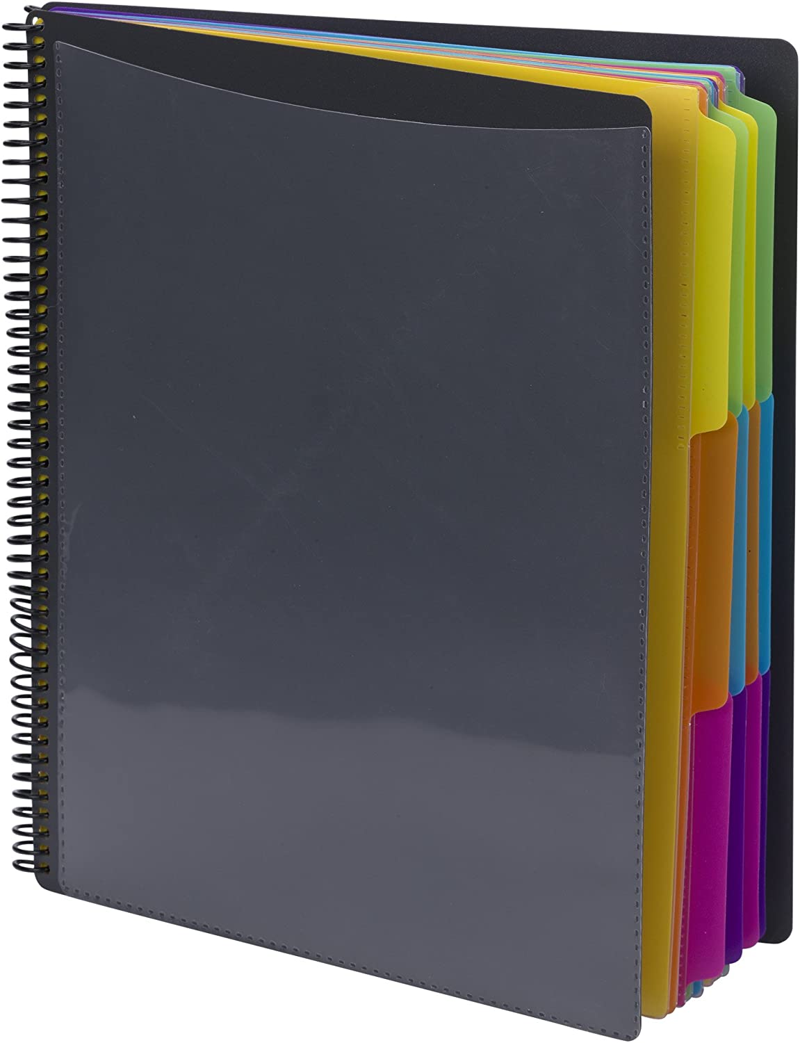 Smead 24 Pocket Poly Project Organizer, 1/3-Cut Tab, Letter Size, Gray with Bright Colors (89206)