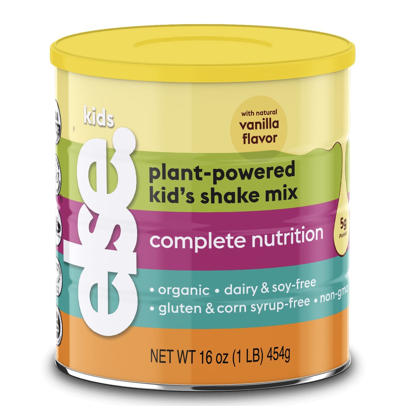 Else Nutrition Kids Organic complete nutrition Shake Powder, Plant-Based, Less Sugar, Clean, Complete Childrens’ Nutritional Drink Mix, Whey-free, Soy-free, Dairy-Free, 16 oz,?Creamy Vanilla
