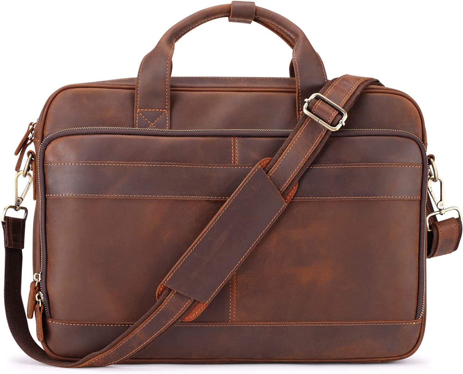 Jack&Chris Leather Briefcase for Men,Business Travel Laptop Messenger Bags