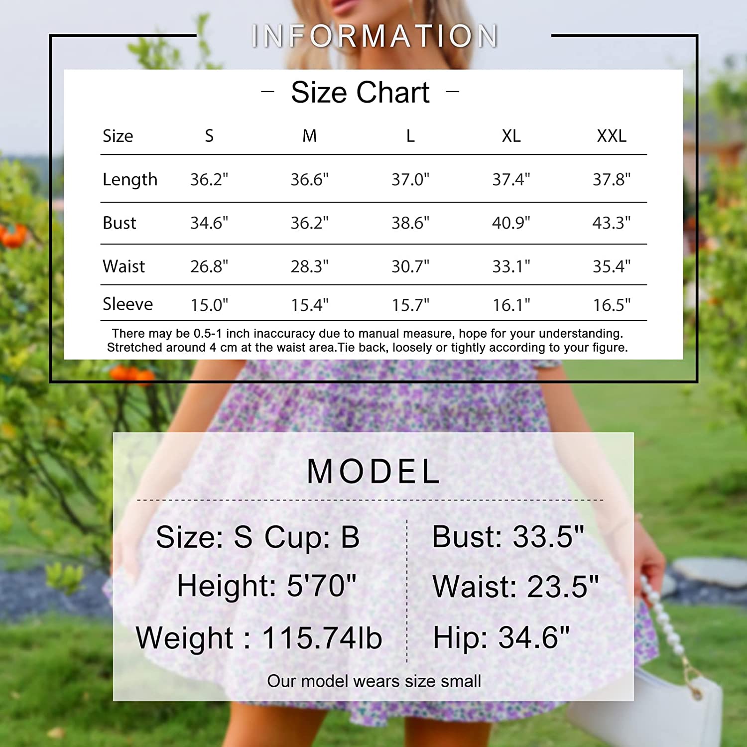 EXLURA Women's Tie Back Square Neck Dresses Puff Elbow Sleeve Off Shoulder Tiered Ruffle Floral Backless Mini Dress