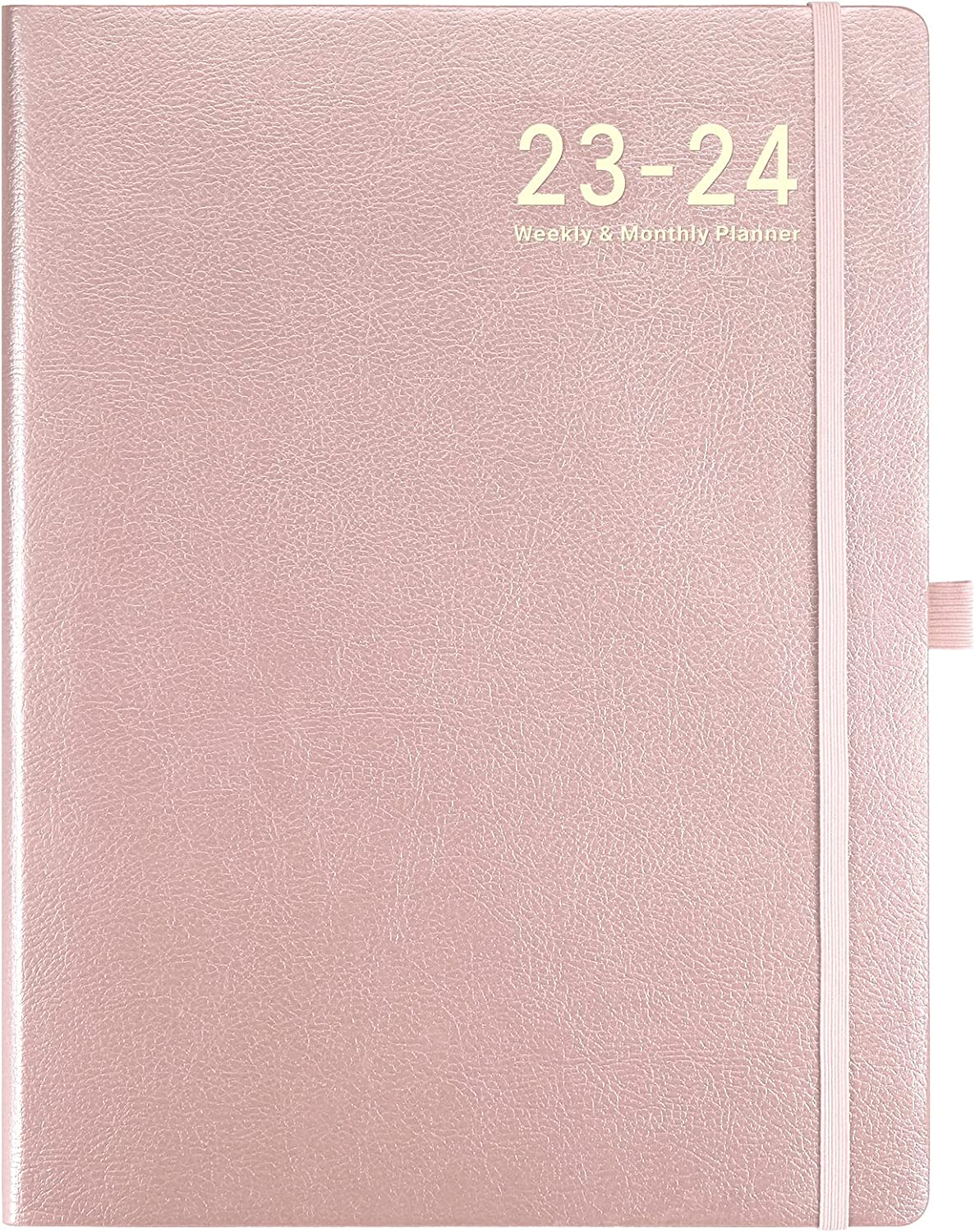 Planner 2023-2024 - 2023-2024 Academic Weekly Monthly Planner, July 2023 - June 2024, 8.5" x 11", Leather Cover with Thick Paper, Back Pocket with Notes Pages - Rose Gold