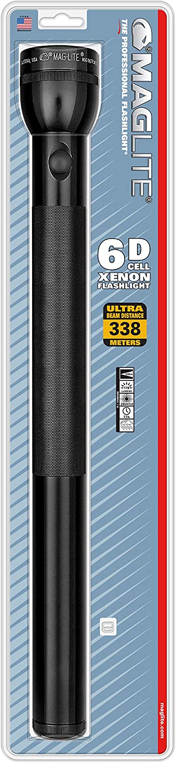 Maglite Heavy-Duty Incandescent 6-Cell D Flashlight, Black - S6D016