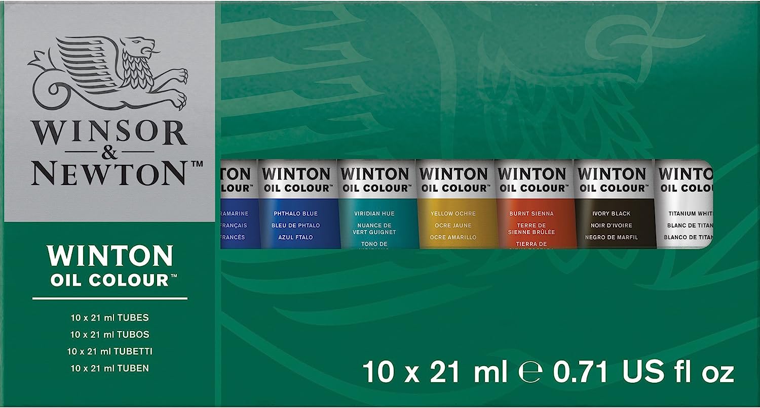 Winsor & Newton Winton Oil Color Paint, Basic Set, 10 x 21ml Tubes