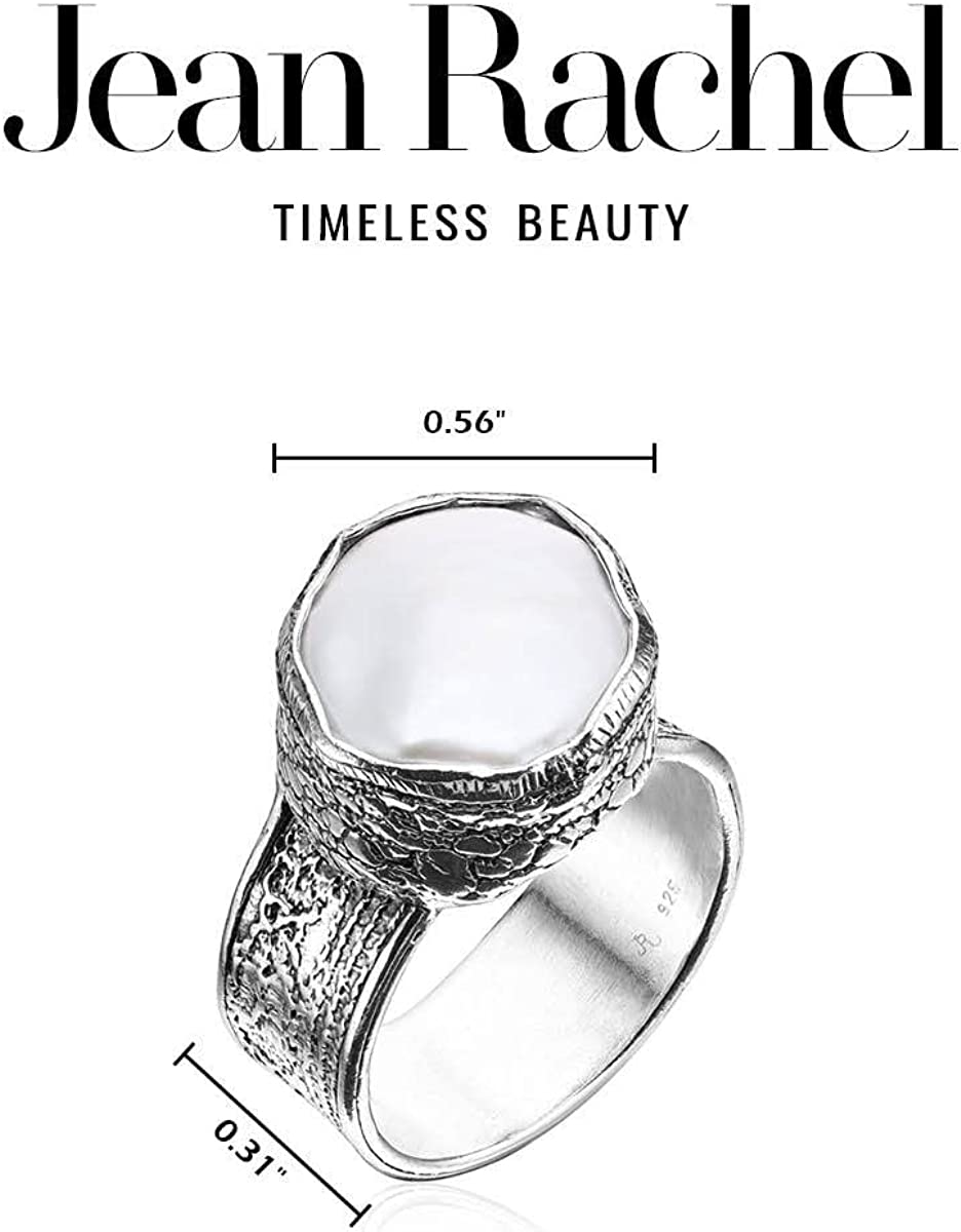 925 Sterling Silver Ring With a Fresh Water Pearl， Vintage Look， Hypoallergenic， Nickel and Lead-free， Artisan Handcrafted Designer Collection， Made in Israel