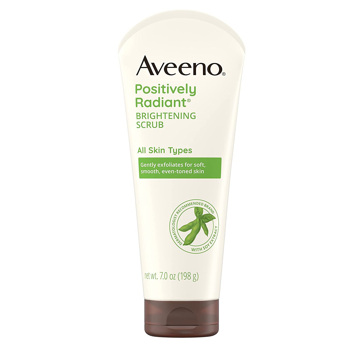Aveeno Positively Radiant Skin Brightening Exfoliating Daily Facial Scrub, Moisture-Rich Soy Extract, helps improve skin tone & texture, Oil-& Soap-Free, Hypoallergenic, 7 oz