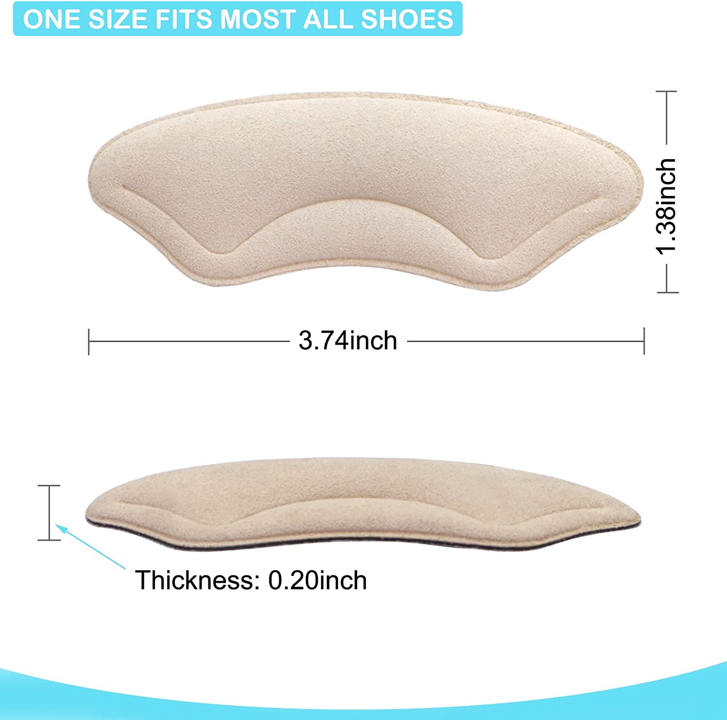 6 Pairs Comfowner Heel Cushion Pads, Comfort Shoe Grips Snugs for Big Shoes Loose Shoes Heel Blisters and Heel Pain, Heel Protectors Liners for Men and Women