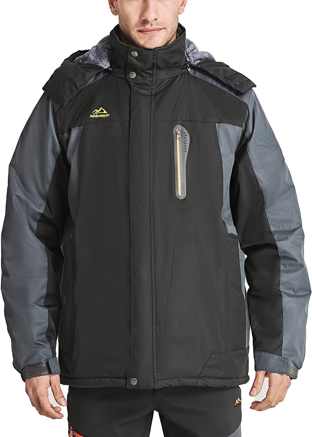 MAGCOMSEN Men's Winter Coats Water Resistant Snow Ski Jacket Fleece Lined Parka 4 Pockets