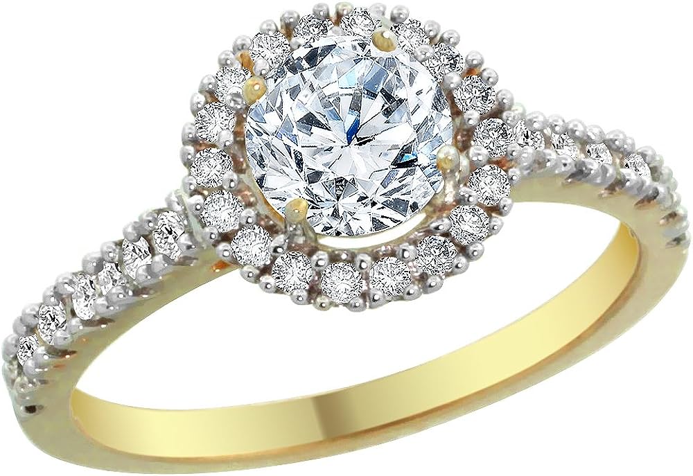 Silver City Jewelry 14K Yellow Gold 1.74 cttw Floating Diamond Ring, Sizes 5-10