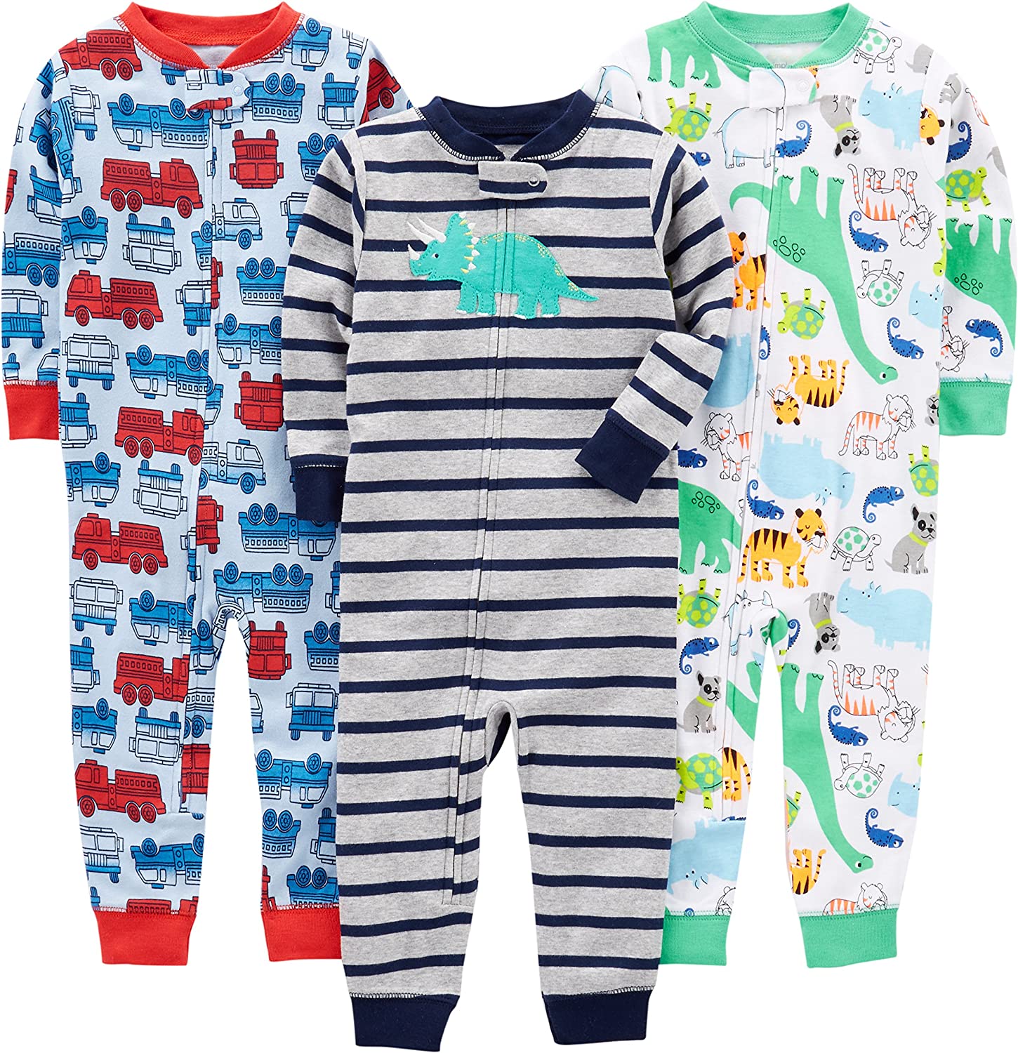 Simple Joys by Carter's Toddlers and Baby Boys' Snug-Fit Footless Cotton Pajamas, Pack of 3
