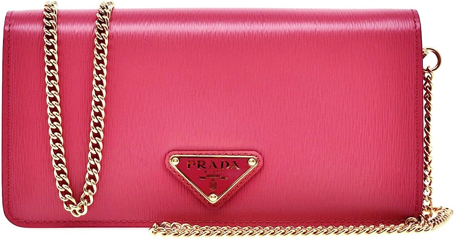Prada Miniborse Peonia Pink Vitello Move Leather Crossbody Chain 1BP021