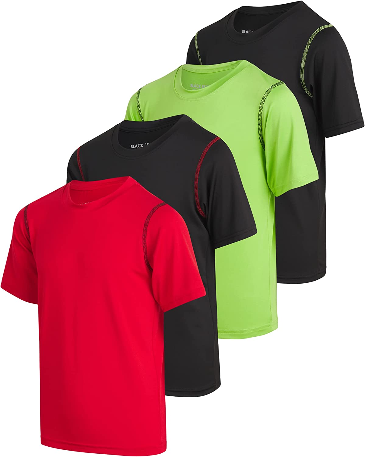 Black Bear Boys’ Athletic T-Shirt – 4 Pack Active Performance Dry-Fit Sports Tee (4-18)