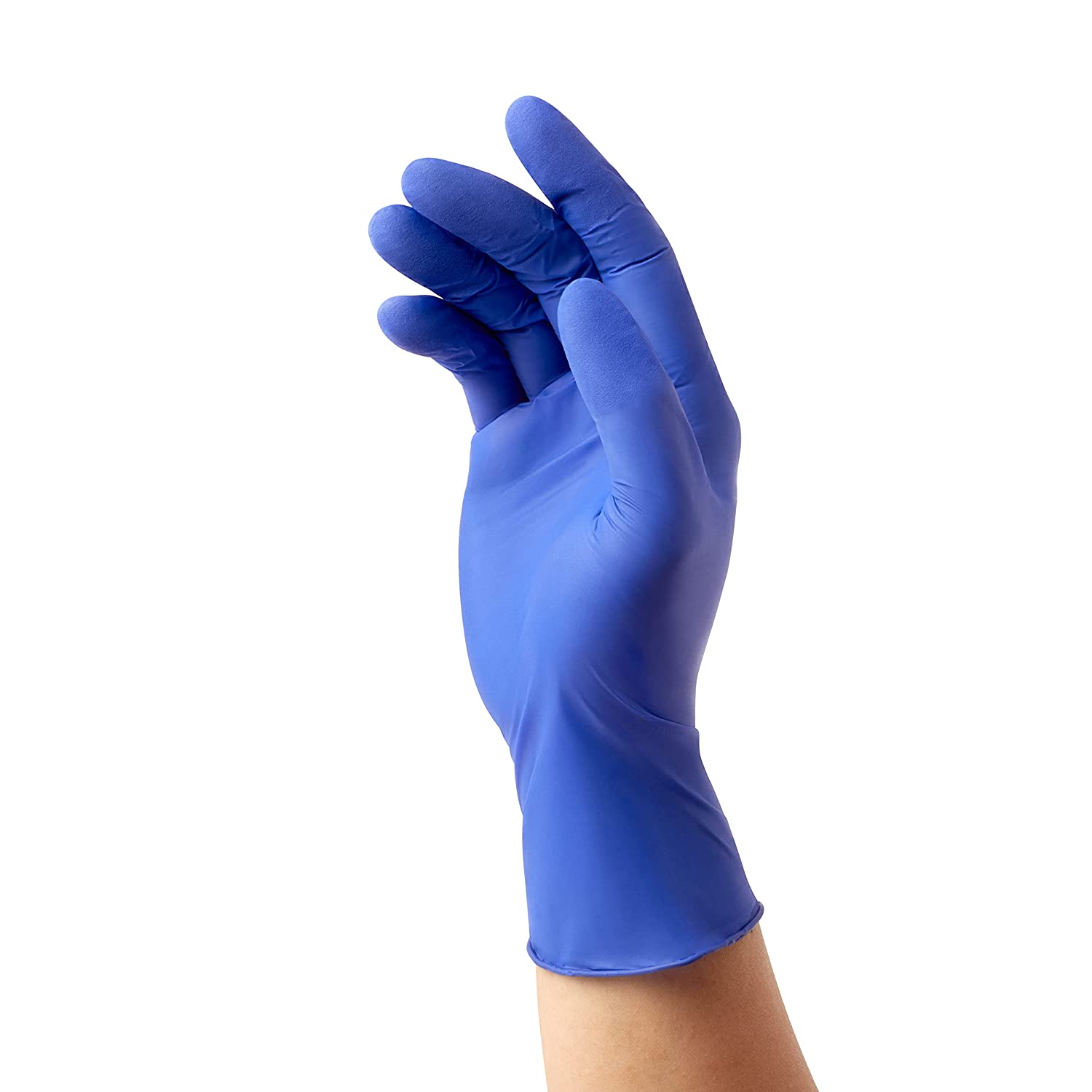Medline FitGuard Touch Nitrile Exam Gloves， Disposable， Powder-Free， Cobalt Blue， Medium， Box of 100