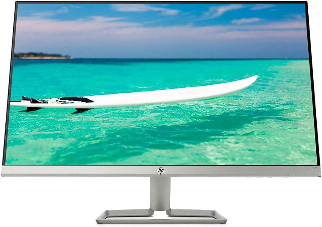 HP Newest 27" Widescreen IPS LED Full HD (1920x1080) Monitor, 5ms Response Time, 10,000,000:1 Contrast Ratio, FreeSync, 2X HDMI and 1x VGA Input, 178° View Angle, 75Hz Refresh Rate, Natural Silver
