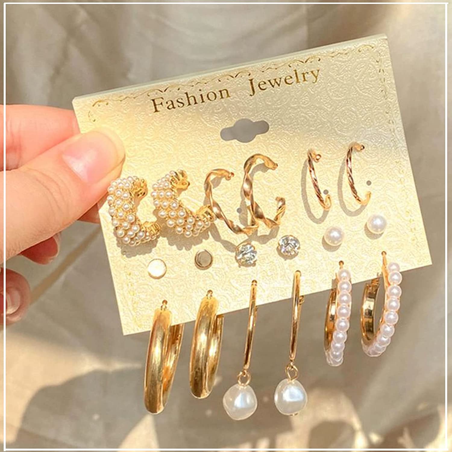 36 Pairs Gold Earrings Set for Women Girls, Fashion Pearl Chain Link Stud Drop Dangle Earrings Multipack Hoop Earring Packs, Hypoallergenic Earrings for Birthday Party Jewelry Gift