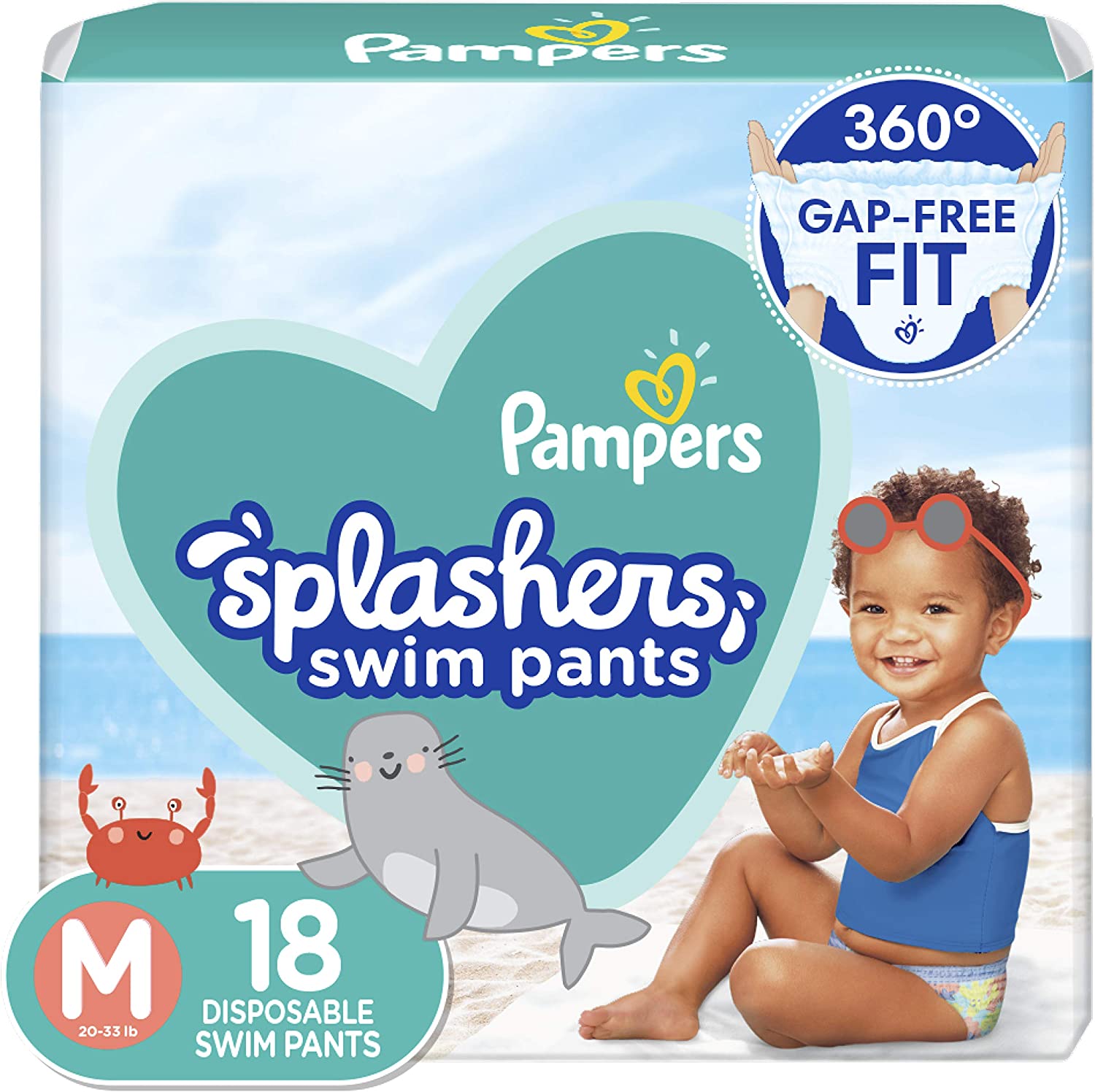 Pampers Splashers Swim Diapers Size M 18 Count