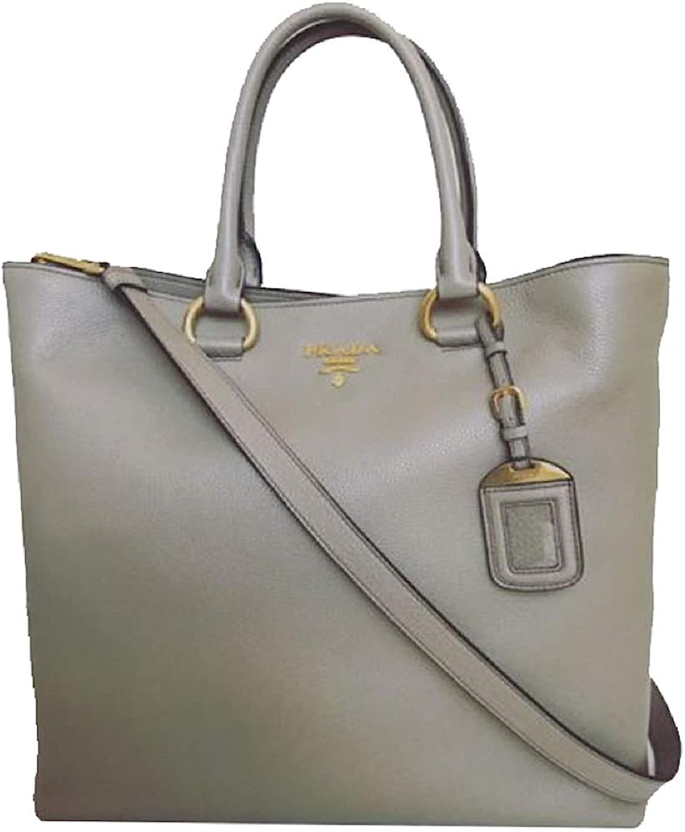 Prada Women's Gray Vitello Phenix Shopping Tote Top Handle Bag Shoulder Bag 1BG865