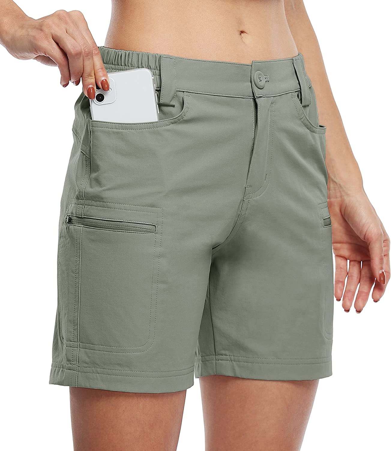 Willit Women's Hiking Cargo Shorts Stretch Golf Active Shorts Outdoor Summer Shorts with Pockets Water Resistant