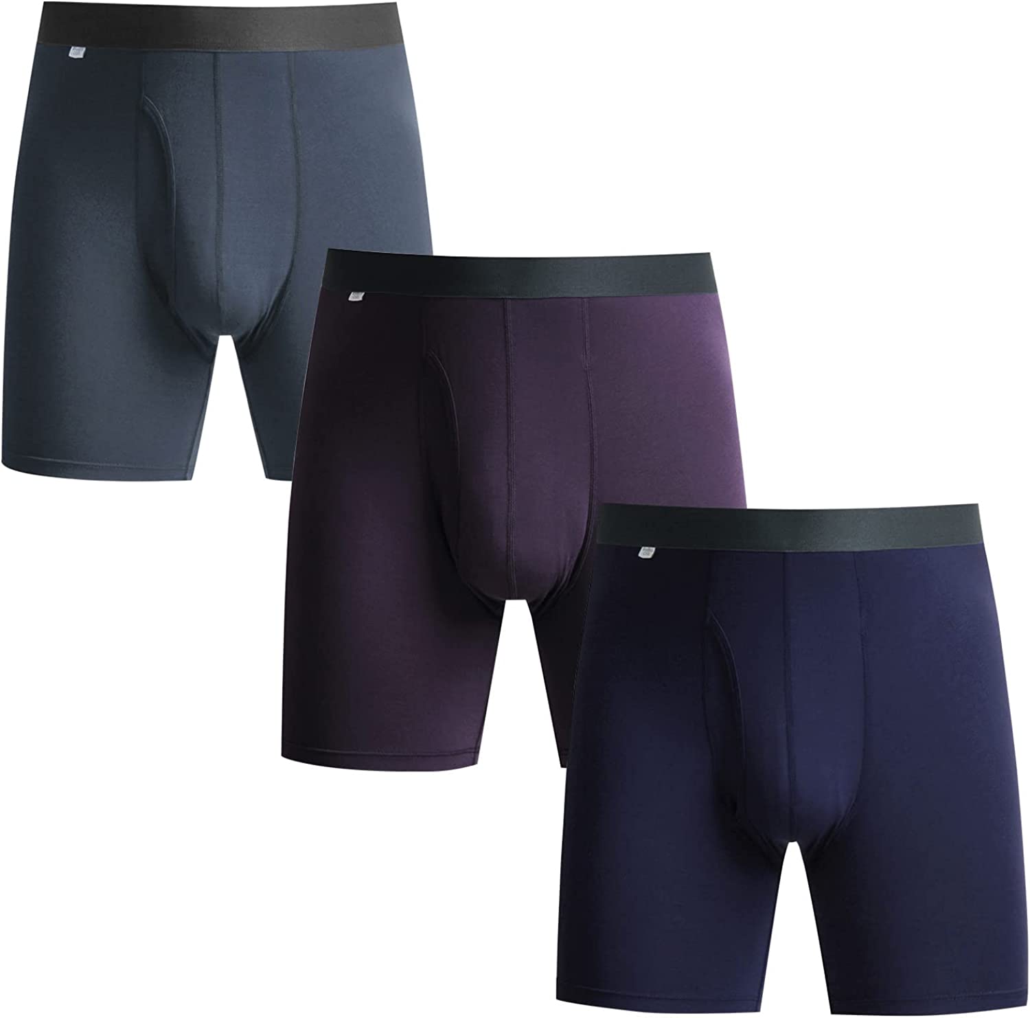 BAMBOO COOL Man Underwear Fly Front with U-Pouch Men's Boxer Briefs Soft Tag-Free Bamboo Viscose Trunks stretched Boxers