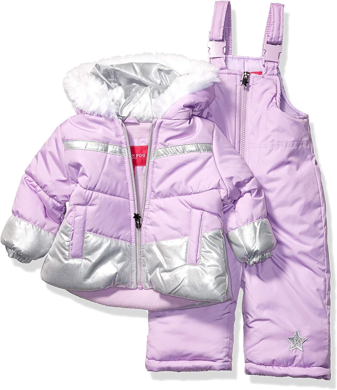 LONDON FOG girls Snowsuit With Snowbib and Puffer Jacket