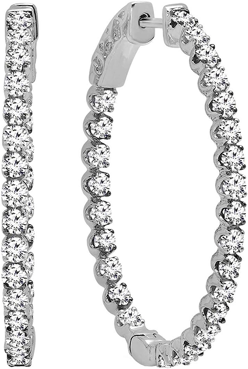 Dazzlingrock Collection 0.50 ct to 2.13 ct Lab Grown Round White Diamond Ladies Hoop Earrings, 14K Gold