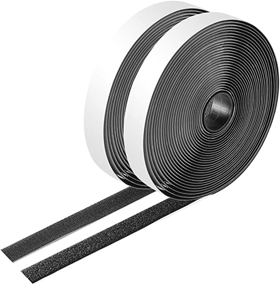 26 Feet Sticky-Back Hook and Loop Strips Roll, 3/4 Inch Black Self Adhesive Hook Loop Tape Double Sided Hook Loop Fastener Tape for Indoor Outdoor Home School Office