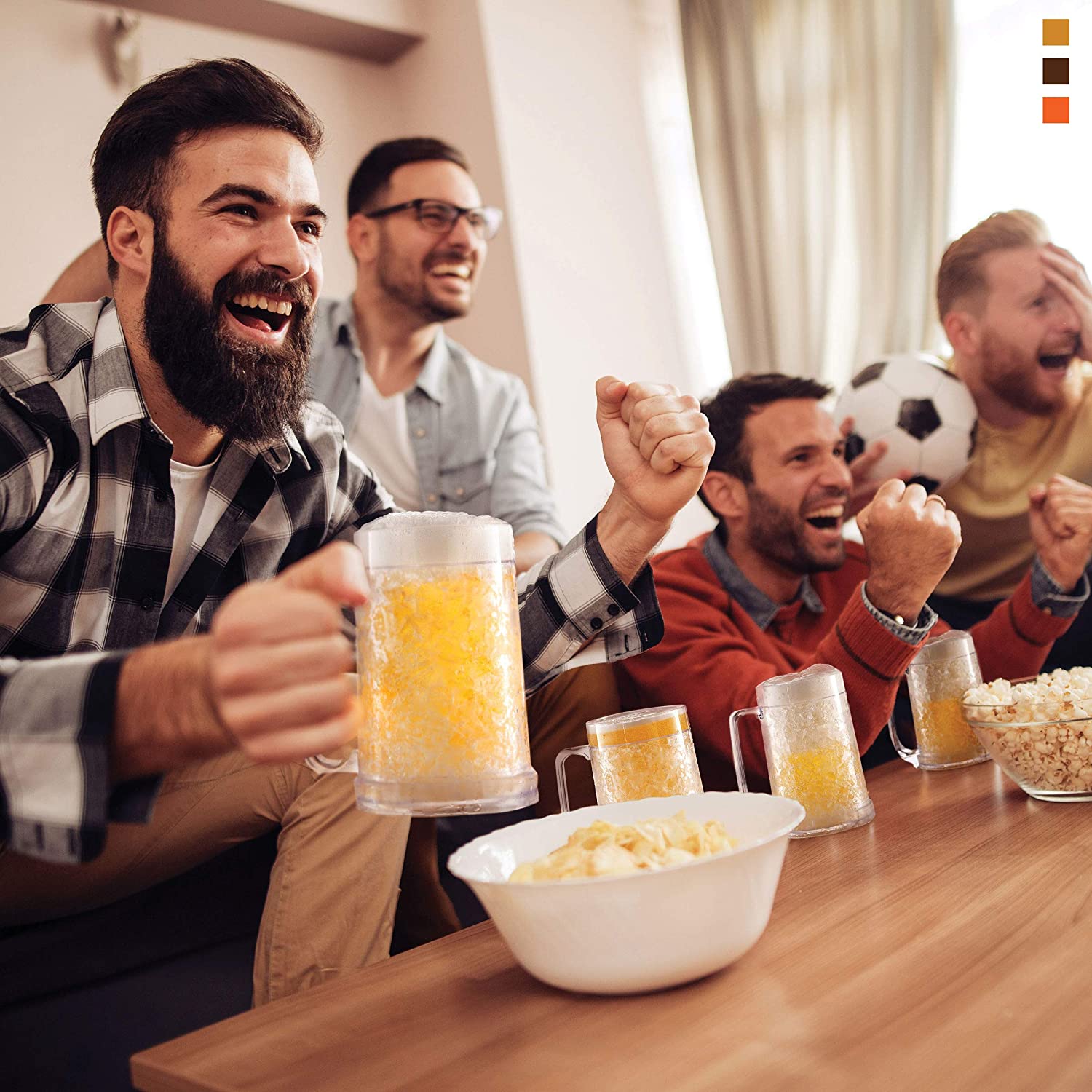 luxail Freezer Beer Mugs, Double Wall, Insulated Gel Plastic Pint Freezable Glasses, 16 oz, Clear 2 pack , Chiller Frosty Cup, Frozen Ice Freezer Mug, Freezer Cups